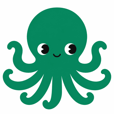 Octopus green mascot on white